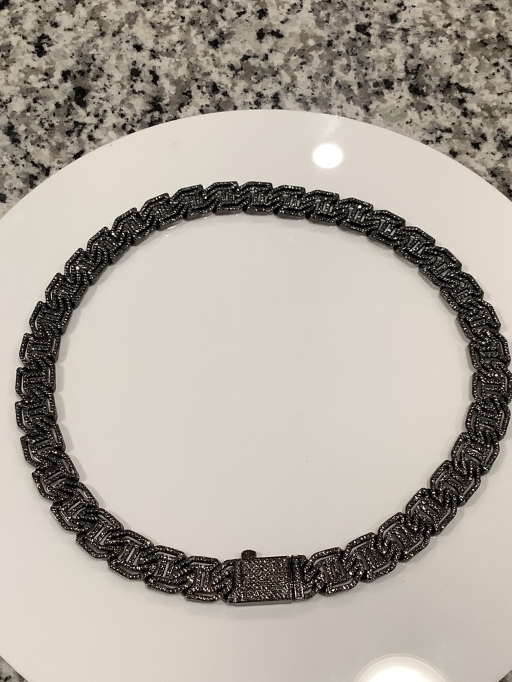Men's Black Pave Cuban Link Necklace - Elegant Chain, Brand New